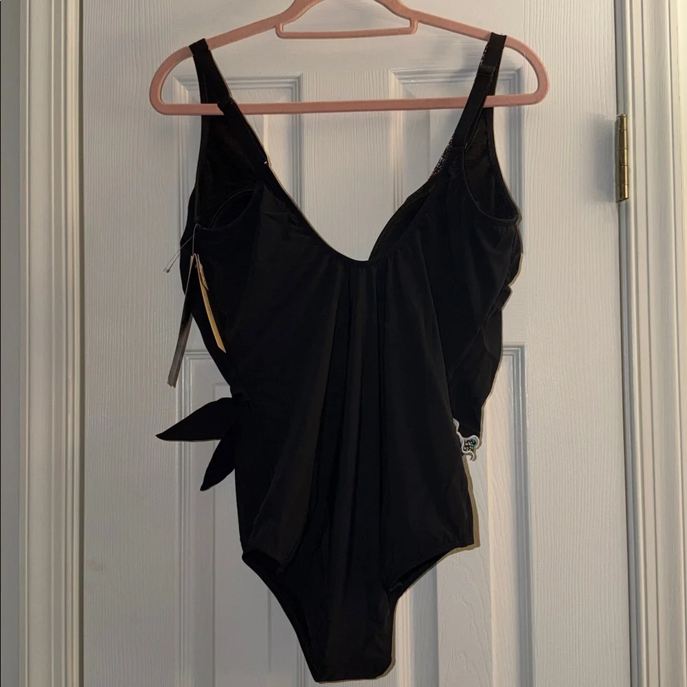 NWT PROFILE BY GOTTEX LAYLA TRICOLORE V-NECK SURPLICE ONE PIECE SWIMSUIT SIZE 14 - Picture 5 of 11